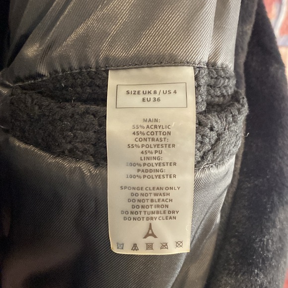 Maniere De Voir KNIT AND PLUSH PUFFER BIKER JACKET - BLACK - Picture 5 of 5